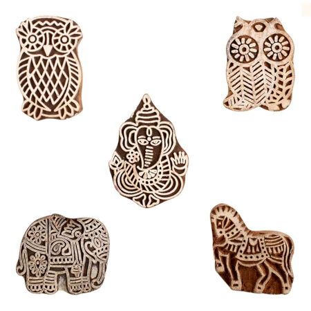 Set of 5 Piece New Mix Wooden Printing Block